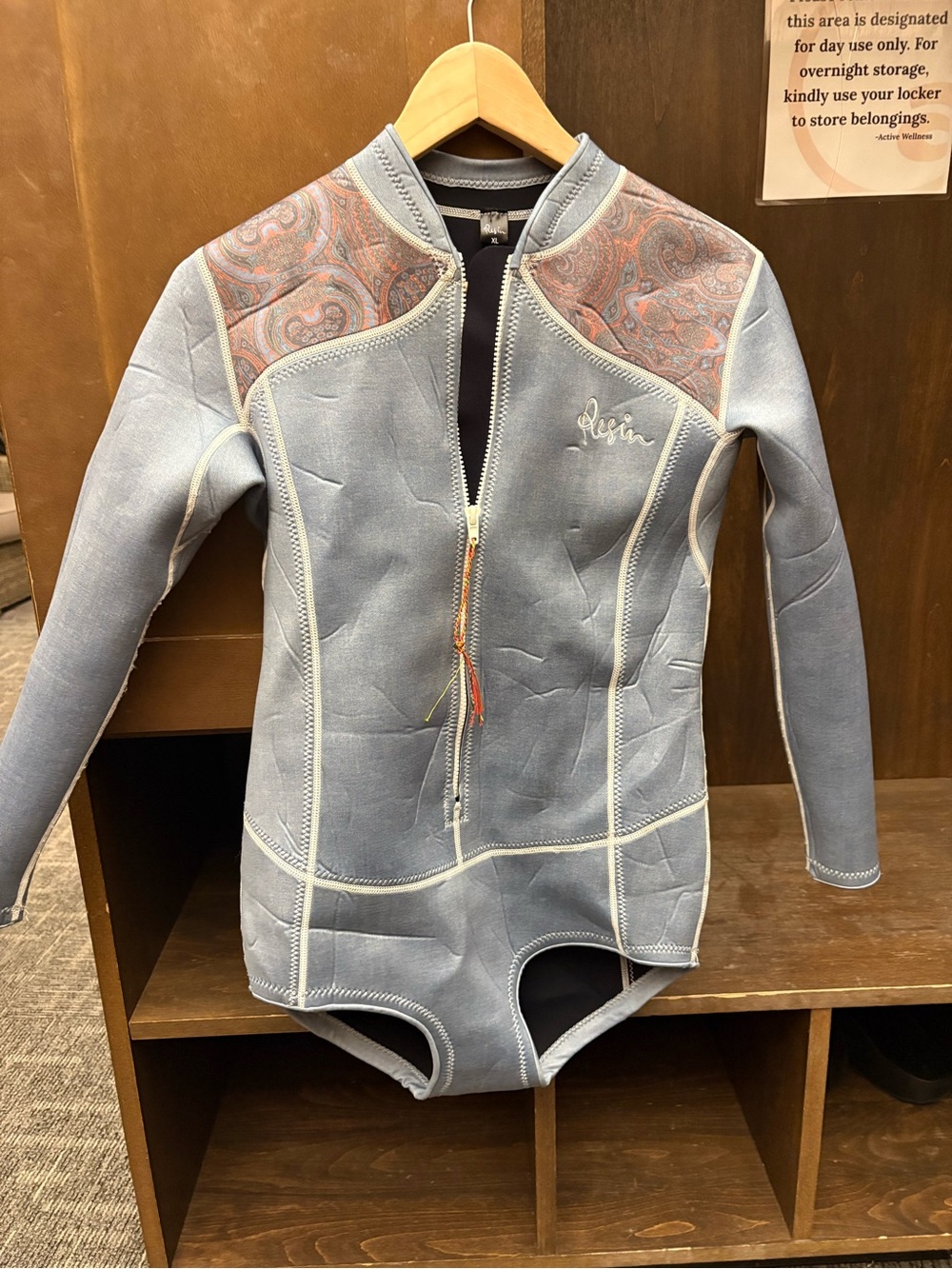 Free People Light Blue & Paisley One-Piece Wetsuit Style Swimsuit.